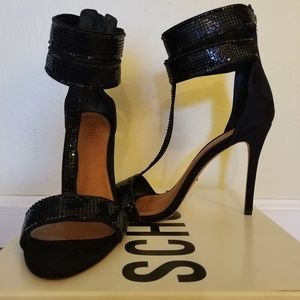 Shultz Black High Heel Sandal